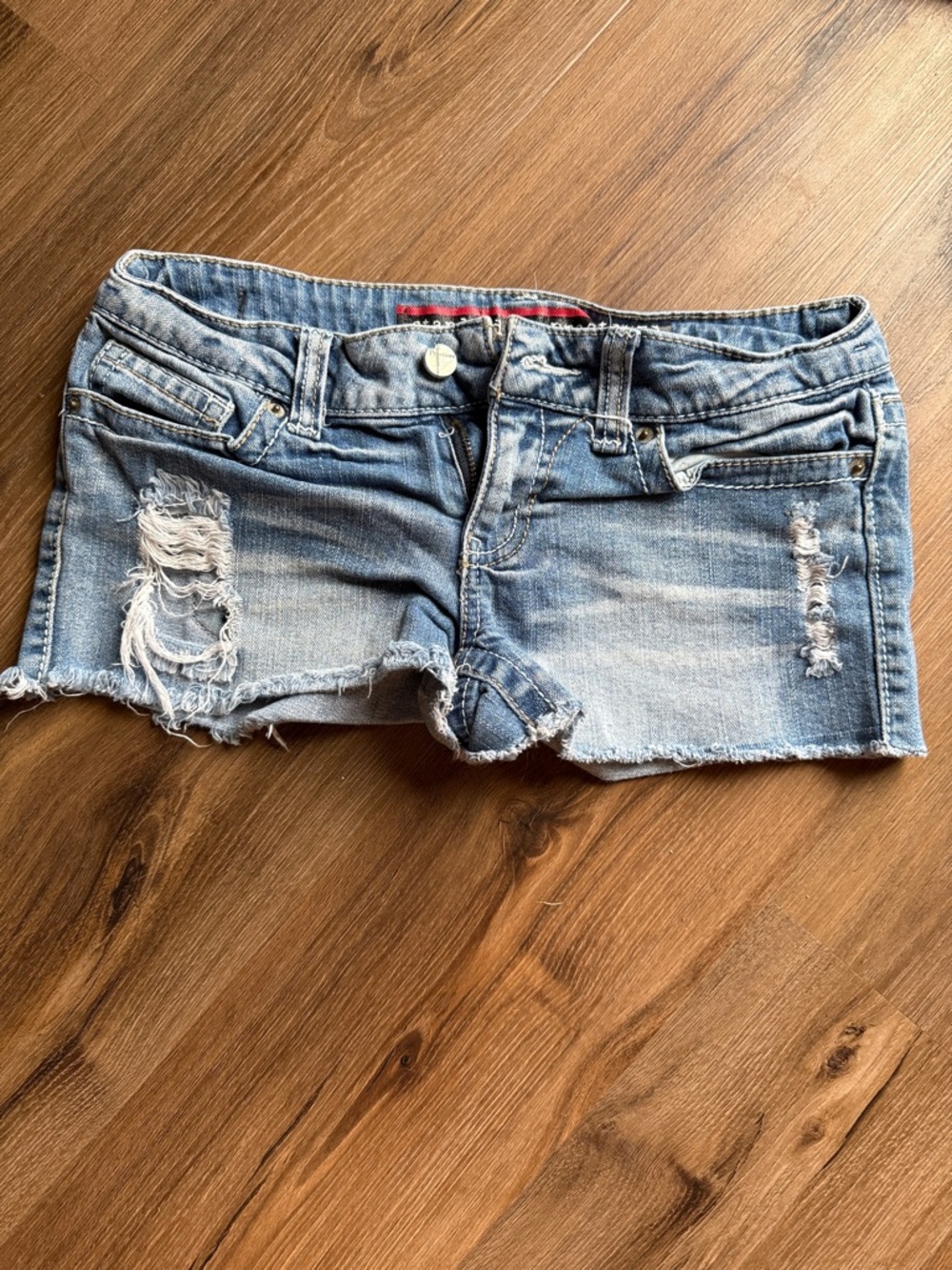 Women's Light Blue Distressed Denim Cutoff Shorts